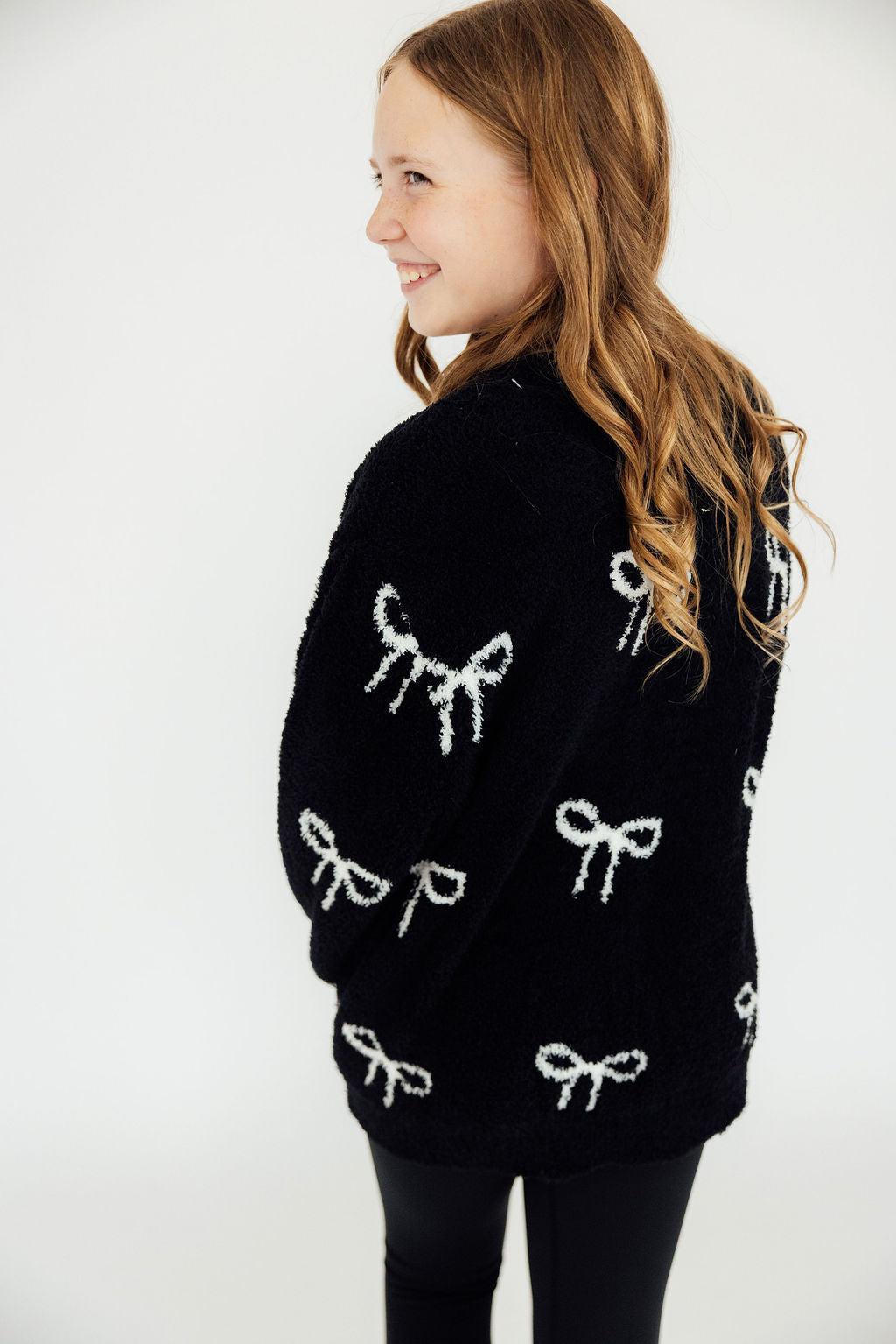 Black/Coconut Bow Cozy Cardigan - Aaria Tees Aaria Tees