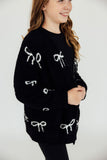 Black/Coconut Bow Cozy Cardigan - Aaria Tees Aaria Tees