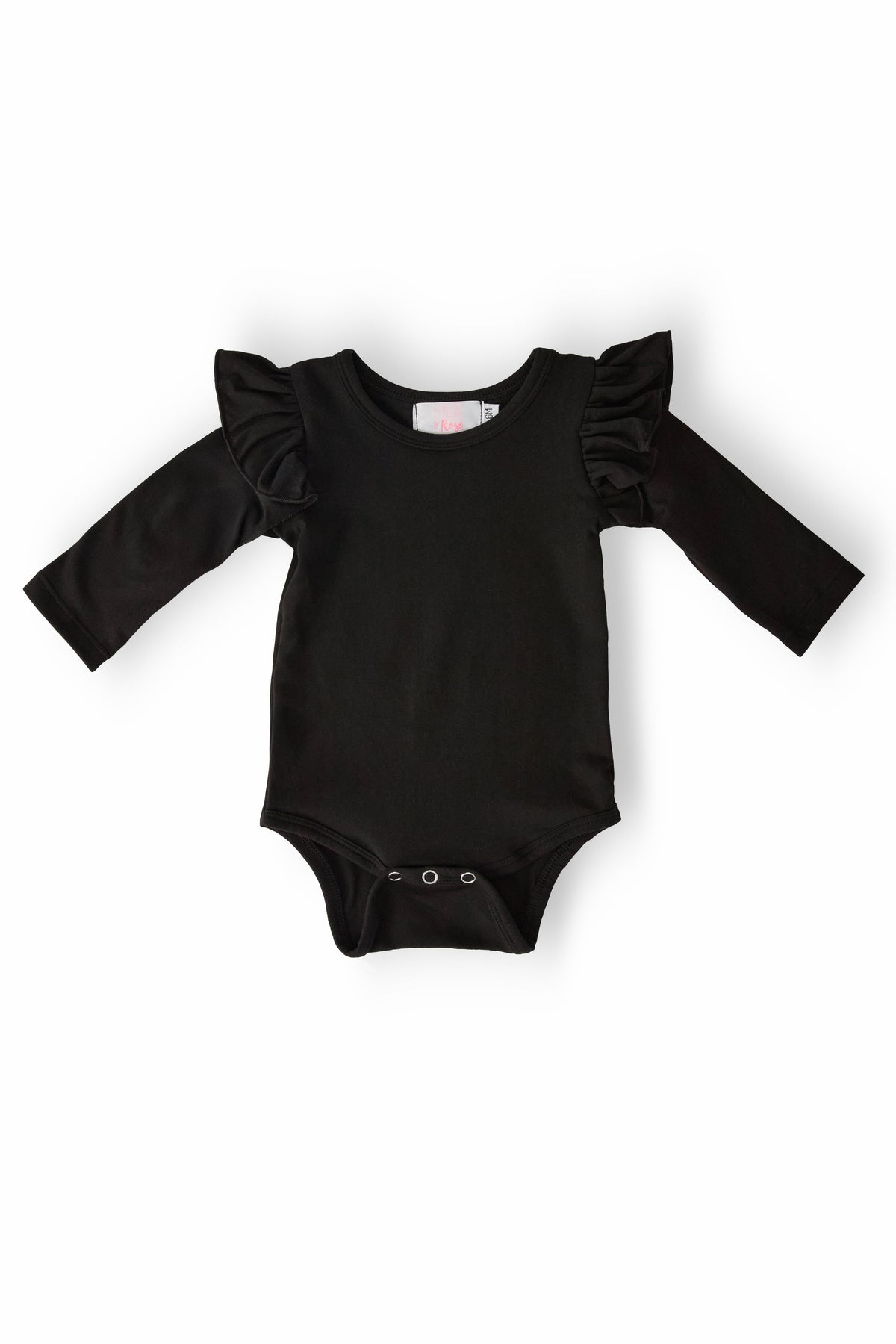 Black L/S Flutter Bodysuit - Aaria Tees