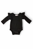 Black L/S Flutter Bodysuit - Aaria Tees Aaria Tees