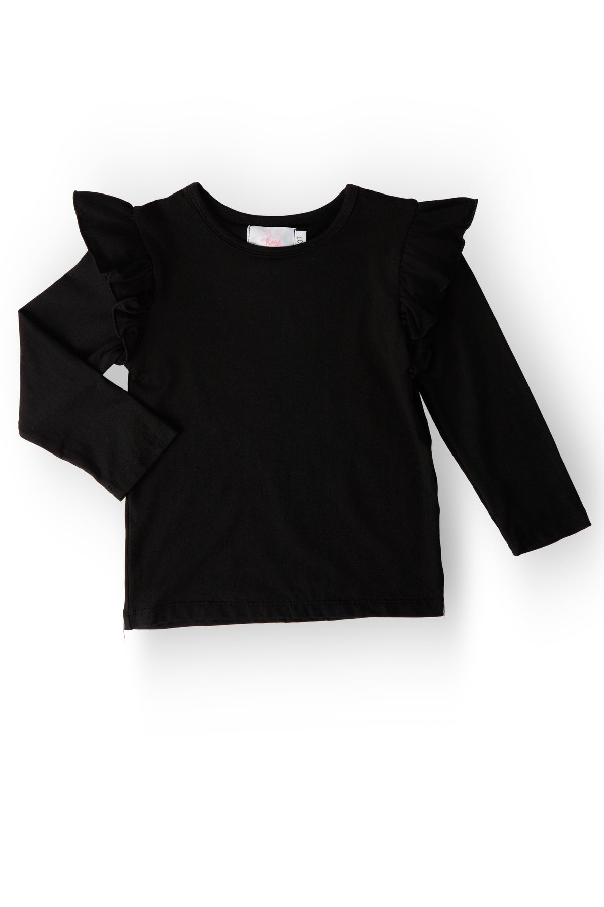 Black L/S Ruffle Tee - Aaria Tees