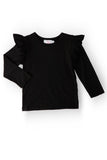 Black L/S Ruffle Tee - Aaria Tees Aaria Tees