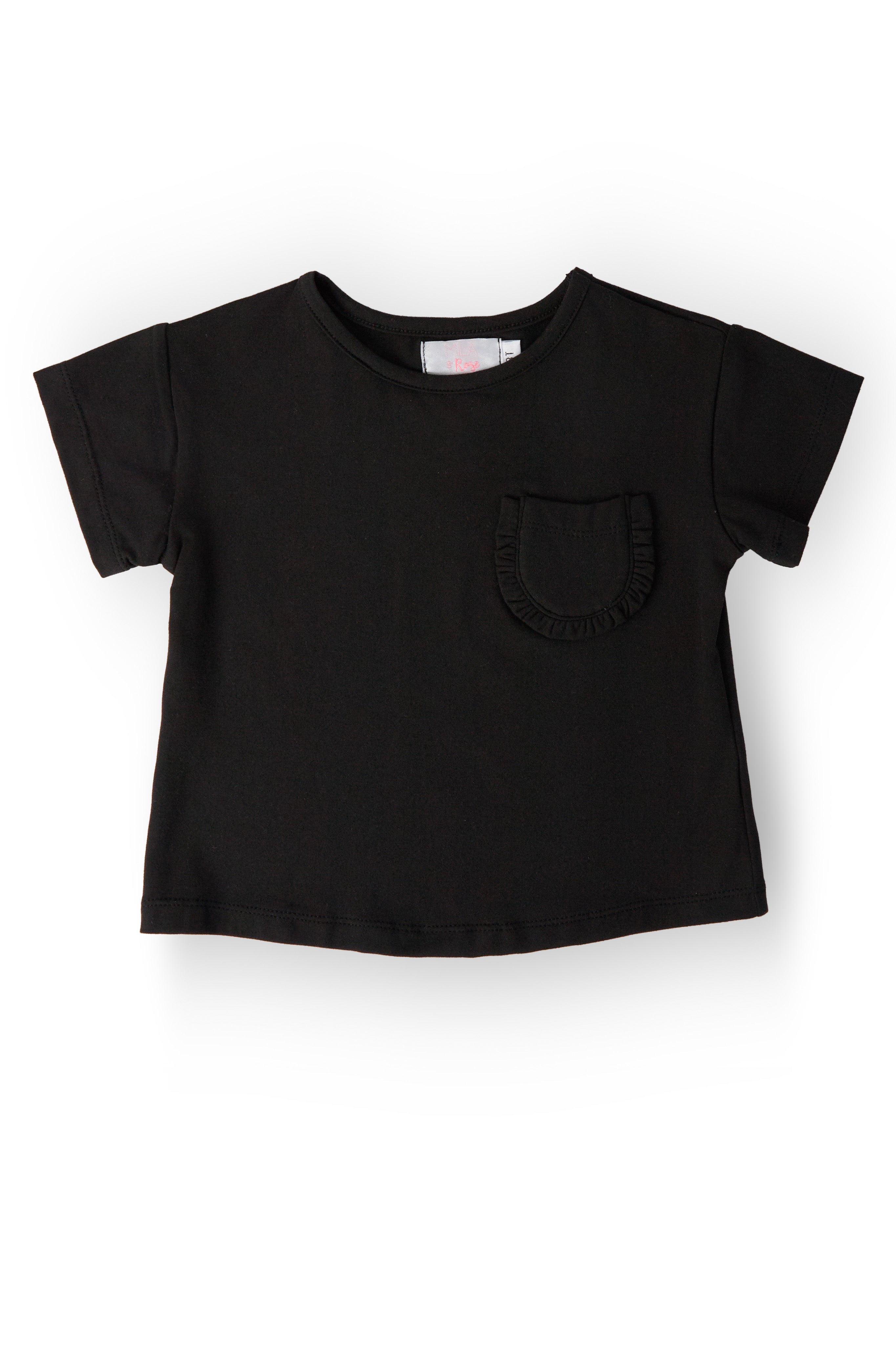 Black Ruffle Pocket Tee - Aaria Tees Aaria Tees