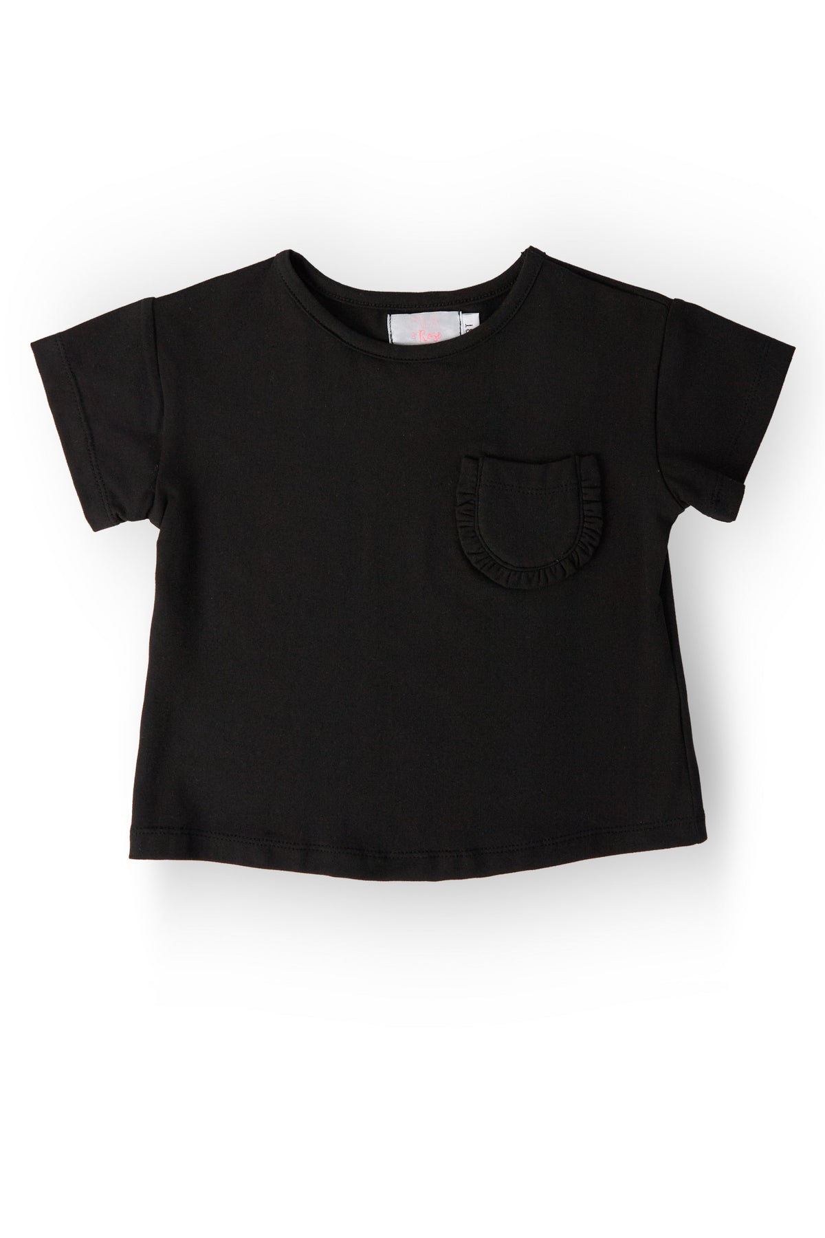 Black Ruffle Pocket Tee - Aaria Tees