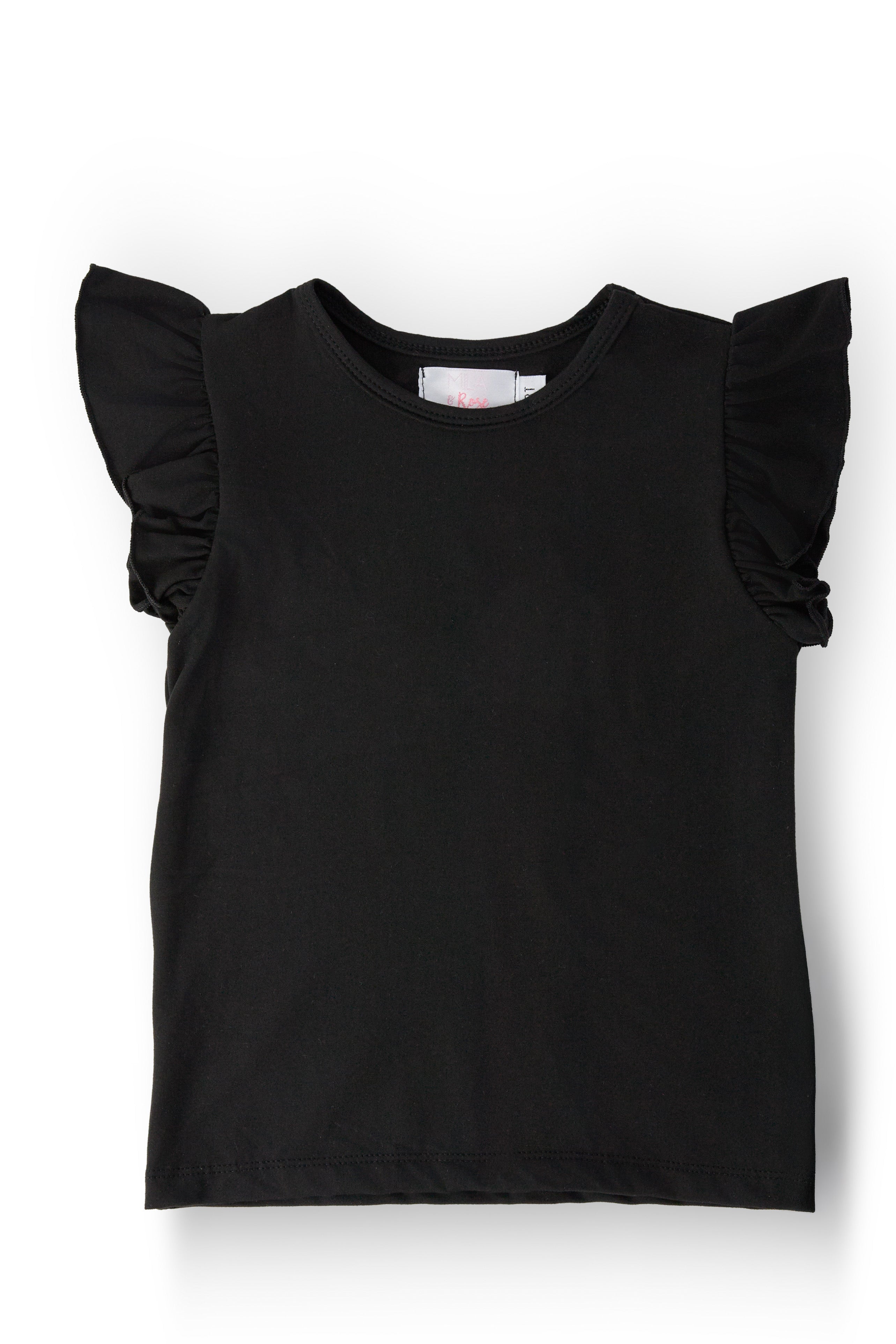 Black S/S Ruffle Tee - Aaria Tees Aaria Tees