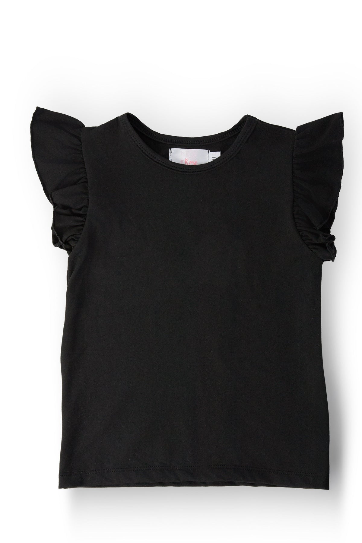 Black S/S Ruffle Tee - Aaria Tees