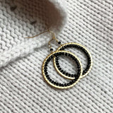 Black Spinel Halo Earrings Aaria Tees