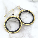 Black Spinel Halo Earrings Aaria Tees