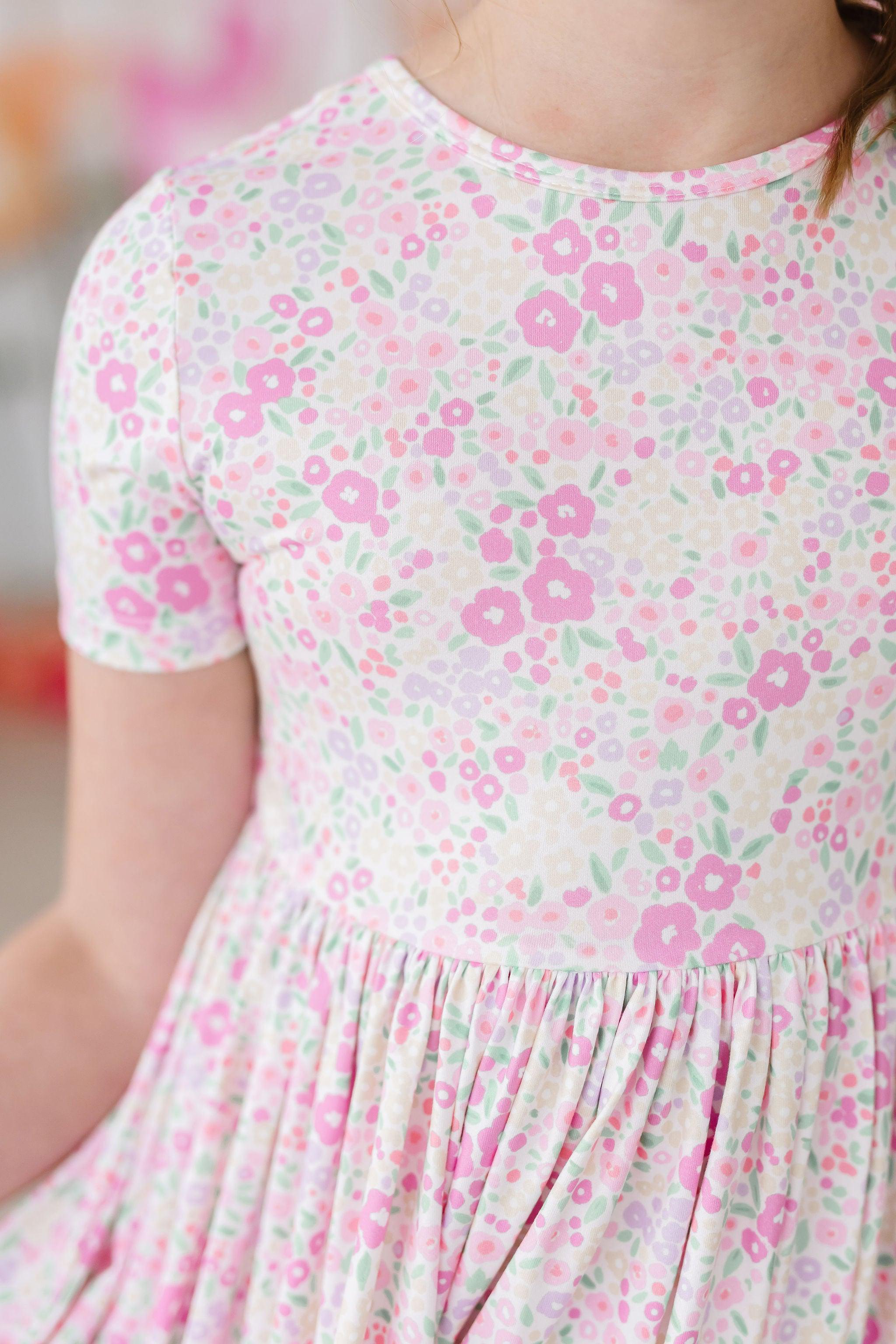 Blooming Beauty S/S Pocket Twirl Dress - Aaria Tees Aaria Tees