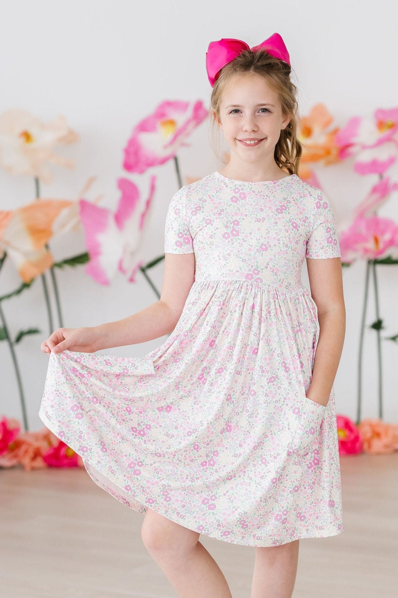 Blooming Beauty S/S Pocket Twirl Dress - Aaria Tees Aaria Tees