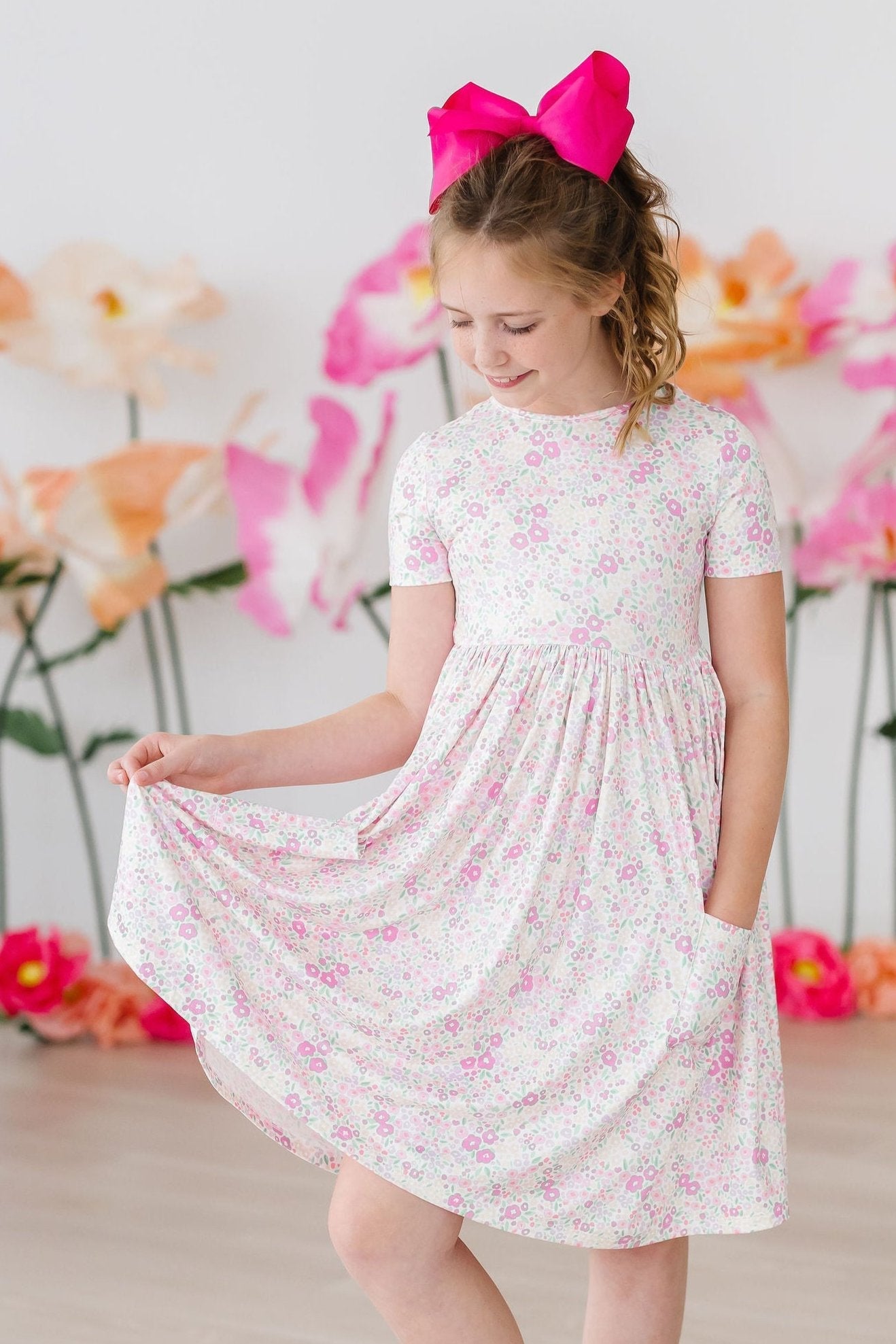 Blooming Beauty S/S Pocket Twirl Dress - Aaria Tees Aaria Tees