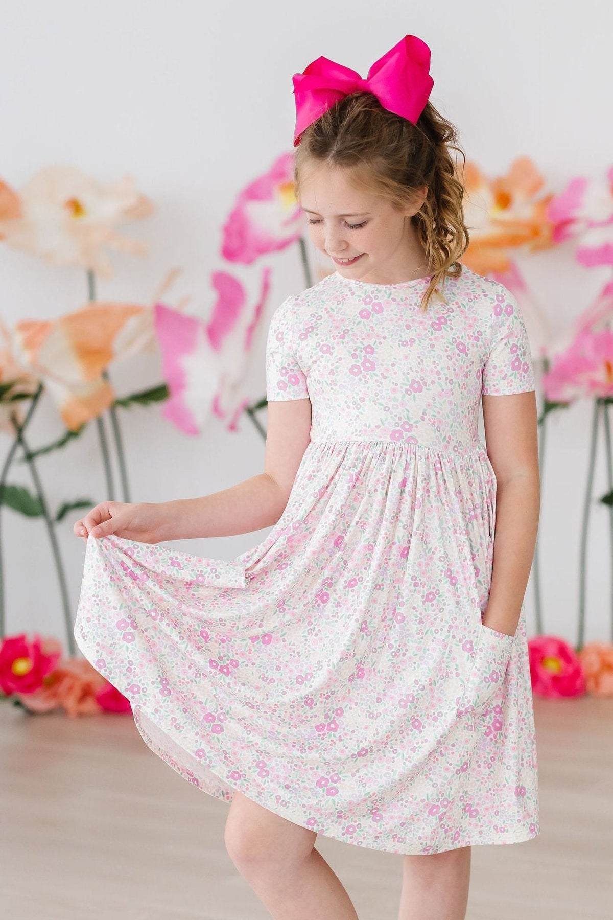 Blooming Beauty S/S Pocket Twirl Dress - Aaria Tees