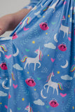 Blue Moon 3/4 Sleeve Pocket Twirl Dress - Aaria Tees Aaria Tees