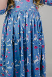 Blue Moon 3/4 Sleeve Pocket Twirl Dress - Aaria Tees Aaria Tees