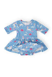 Blue Moon 3/4 Sleeve Twirl Bodysuit - Aaria Tees Aaria Tees