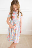SALE Blue Retro Unicorns S/S Pocket Twirl Dress - Aaria Tees Aaria Tees
