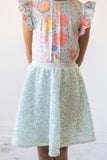 SALE Blue Retro Unicorns S/S Ruffle Tee - Aaria Tees Aaria Tees