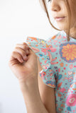 SALE Blue Retro Unicorns S/S Ruffle Tee - Aaria Tees Aaria Tees