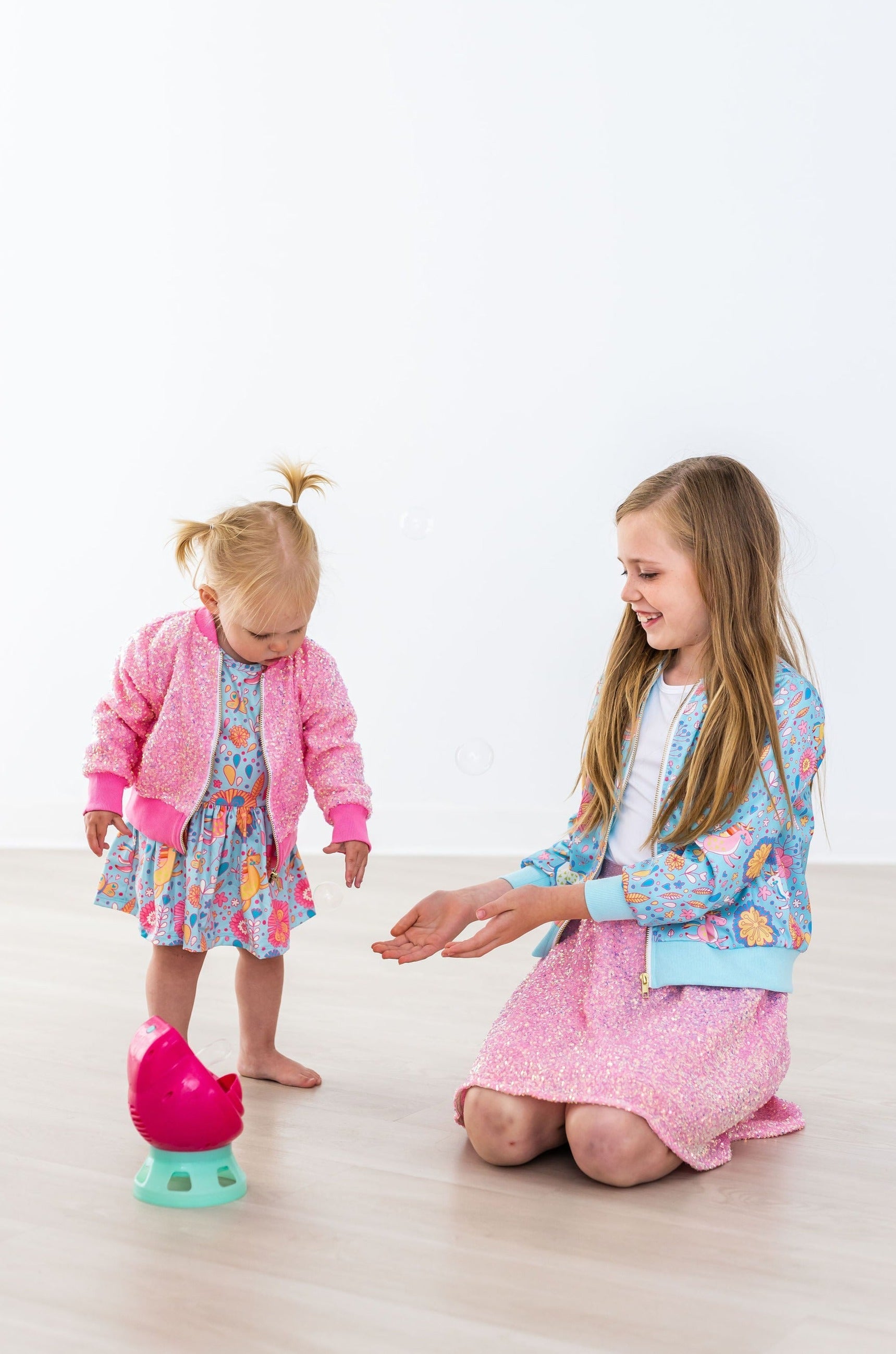 SALE Blue Retro Unicorns Satin Jacket - Aaria Tees Aaria Tees