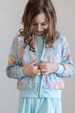 SALE Blue Retro Unicorns Satin Jacket - Aaria Tees Aaria Tees