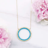 Blue Chalcedony Halo Necklace Aaria Tees