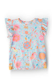 SALE Blue Retro Unicorns S/S Ruffle Tee - Aaria Tees Aaria Tees