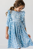 Bluebell 3/4 Sleeve Ruffle Twirl Dress - Aaria Tees Aaria Tees