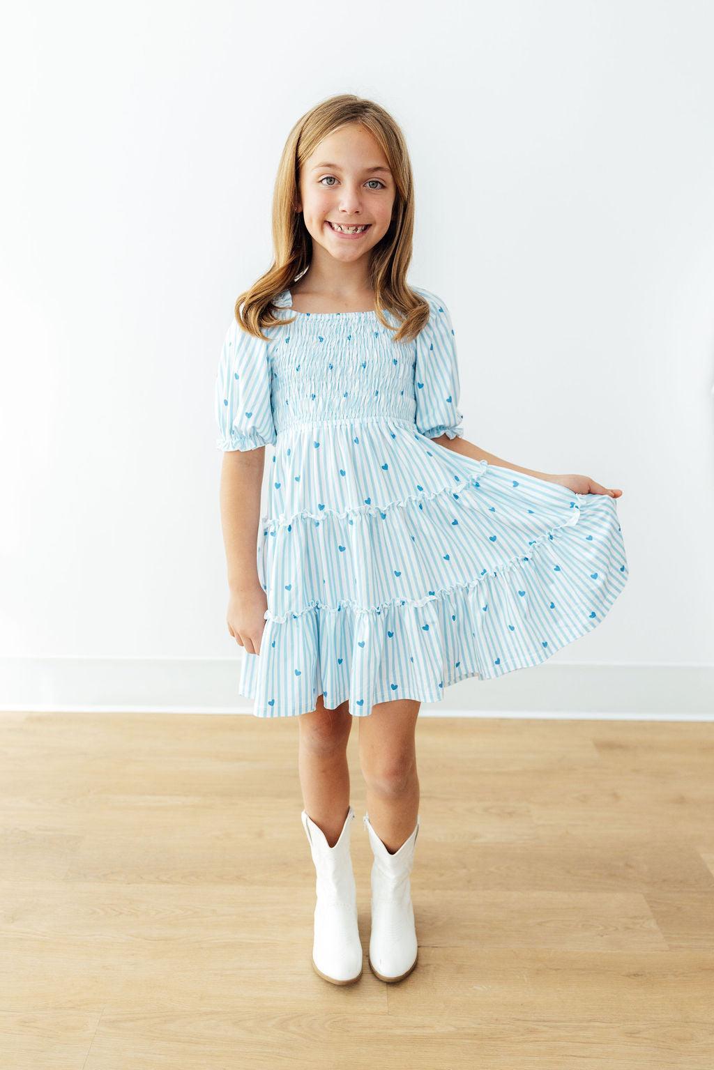 Blueberry Kisses Smocked Ruffle Dress - Aaria Tees Aaria Tees