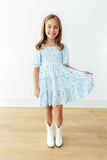 Blueberry Kisses Smocked Ruffle Dress - Aaria Tees Aaria Tees