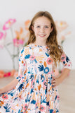 Blush Peony 3/4 Sleeve Pocket Twirl Dress - Aaria Tees Aaria Tees