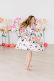 Blush Peony 3/4 Sleeve Pocket Twirl Dress - Aaria Tees Aaria Tees