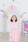 Blushing Bows 3/4 Sleeve Pocket Twirl Dress - Aaria Tees Aaria Tees