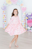 Blushing Bows 3/4 Sleeve Pocket Twirl Dress - Aaria Tees Aaria Tees
