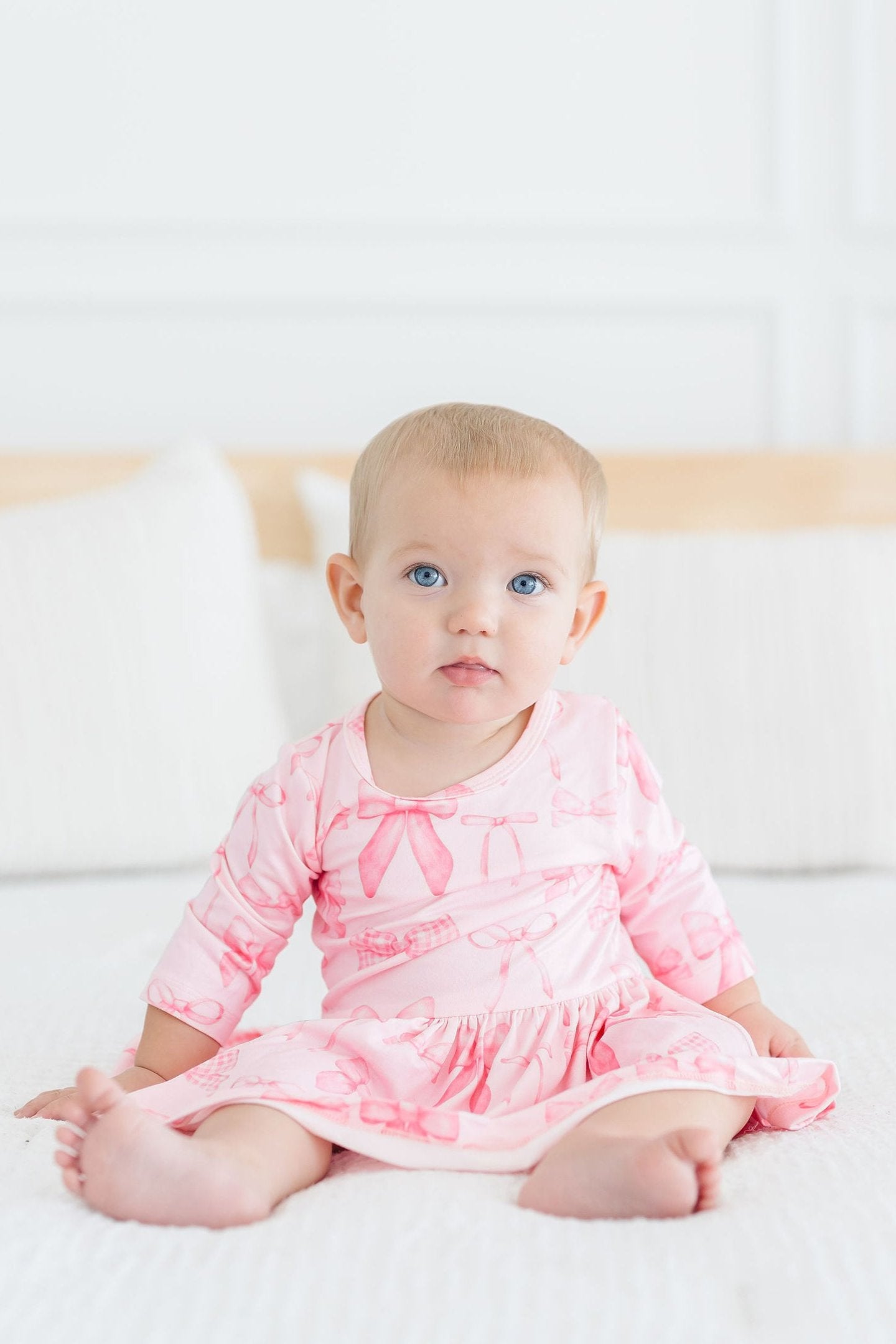 Blushing Bows 3/4 Sleeve Twirl Bodysuit - Aaria Tees Aaria Tees