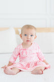 Blushing Bows 3/4 Sleeve Twirl Bodysuit - Aaria Tees Aaria Tees