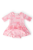 Blushing Bows 3/4 Sleeve Twirl Bodysuit - Aaria Tees Aaria Tees