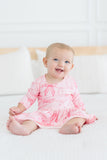 Blushing Bows 3/4 Sleeve Twirl Bodysuit - Aaria Tees Aaria Tees