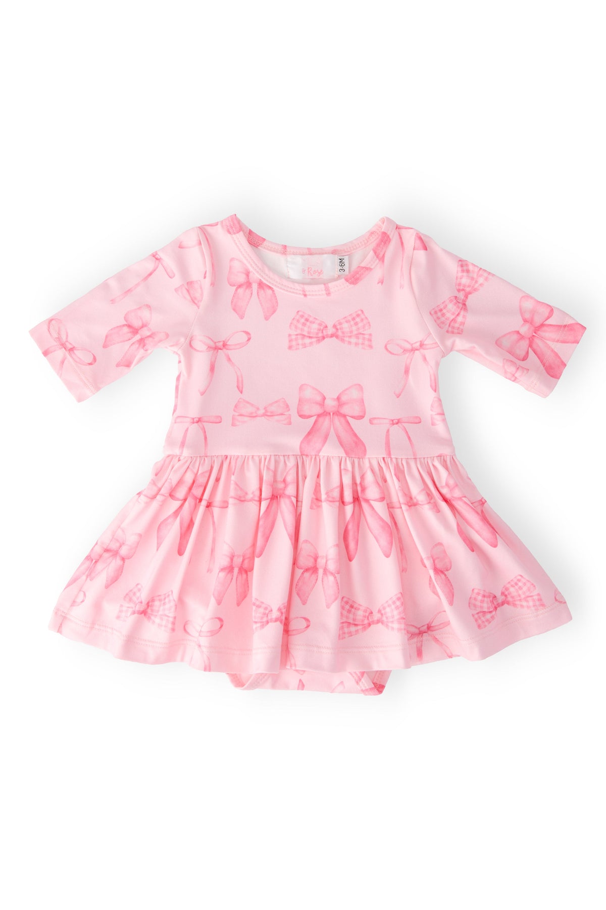 Blushing Bows 3/4 Sleeve Twirl Bodysuit - Aaria Tees