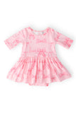 Blushing Bows 3/4 Sleeve Twirl Bodysuit - Aaria Tees Aaria Tees