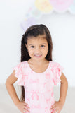 Blushing Bows S/S Flutter Sleeve Leotard - Aaria Tees Aaria Tees