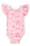 Blushing Bows S/S Flutter Sleeve Leotard - Aaria Tees Aaria Tees