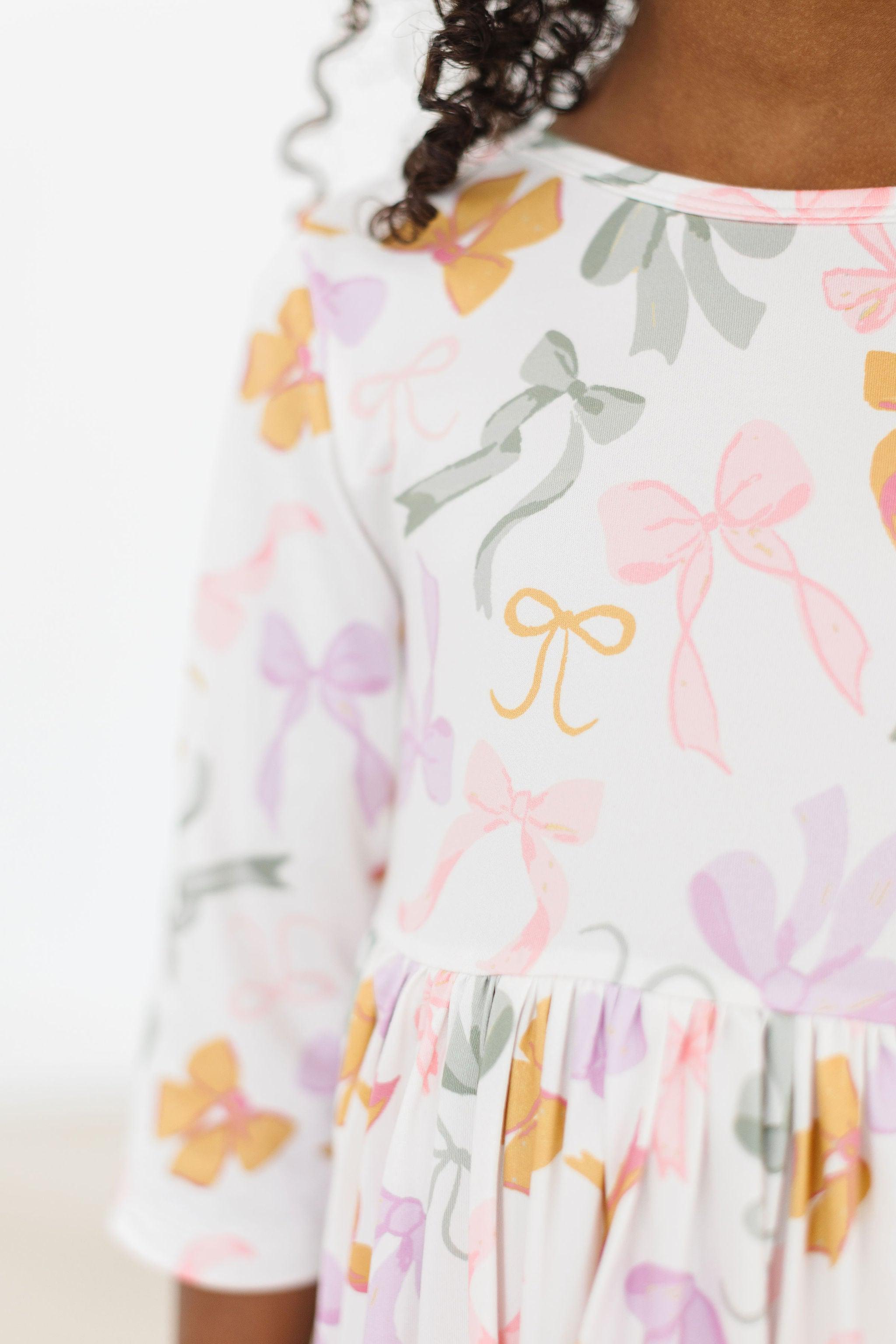 Boho Bows 3/4 Sleeve Pocket Twirl Dress - Aaria Tees Aaria Tees