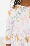 Boho Bows 3/4 Sleeve Pocket Twirl Dress - Aaria Tees Aaria Tees