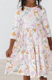 Boho Bows 3/4 Sleeve Pocket Twirl Dress - Aaria Tees Aaria Tees