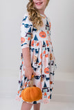 Boo Crew 3/4 Sleeve Pocket Twirl Dress - Aaria Tees Aaria Tees