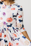 Boo Crew 3/4 Sleeve Pocket Twirl Dress - Aaria Tees Aaria Tees