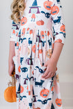 Boo Crew 3/4 Sleeve Pocket Twirl Dress - Aaria Tees Aaria Tees