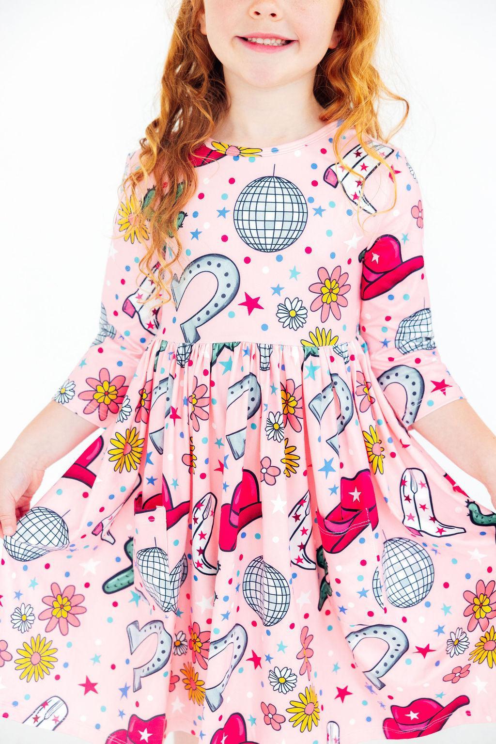Boots & Bling L/S Pocket Twirl Dress - Aaria Tees
