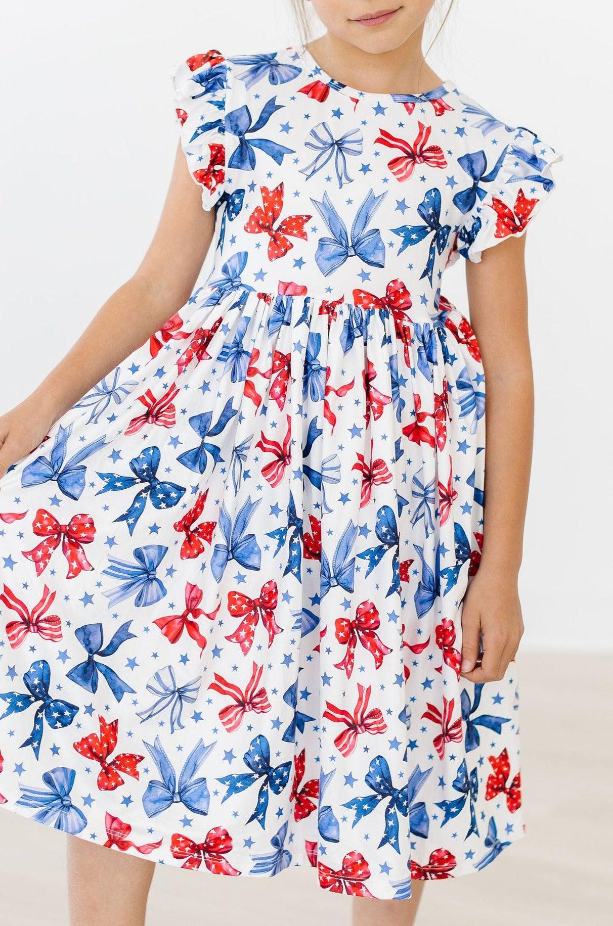 Born to Sparkle Flutter Sleeve Twirl Dress - Aaria Tees Aaria Tees