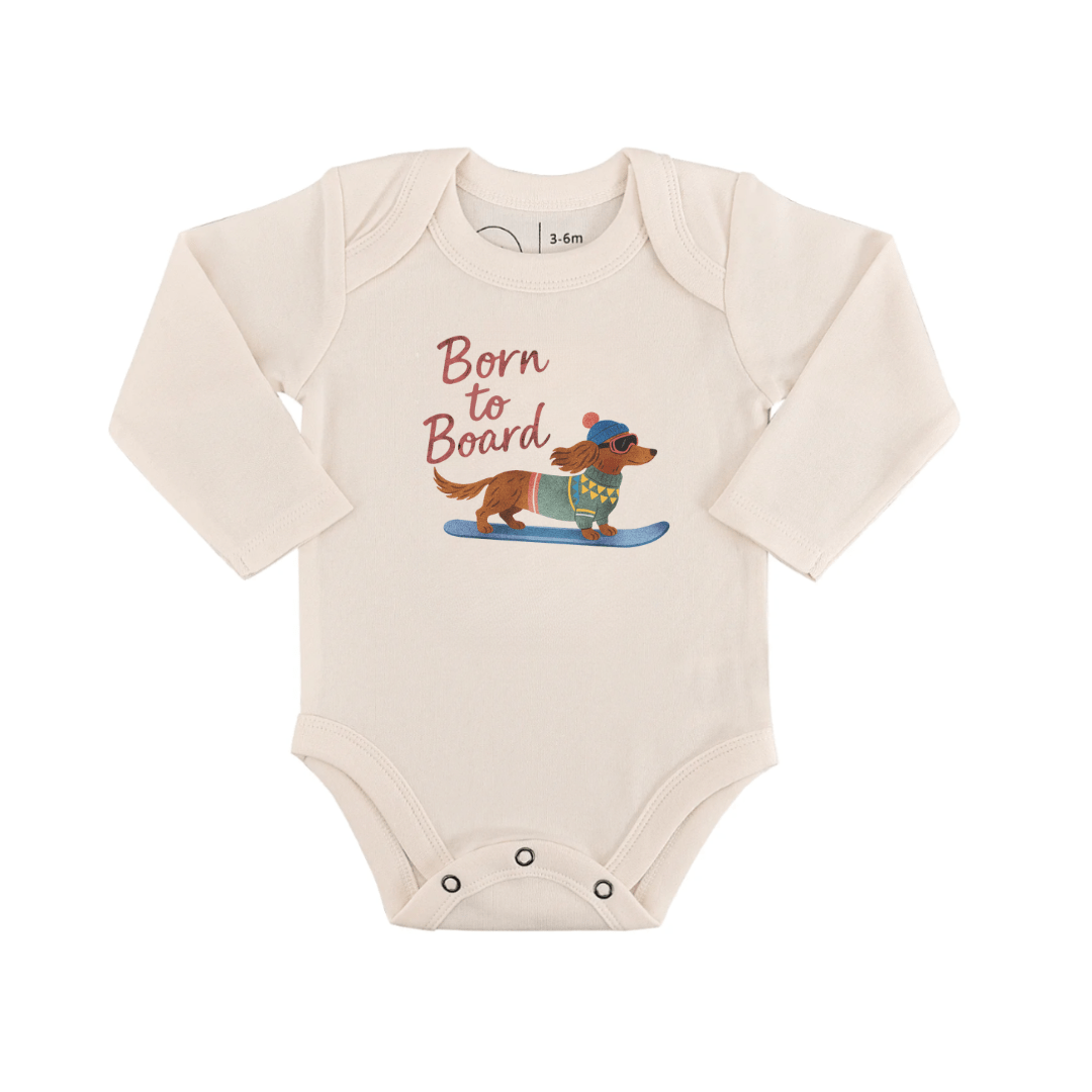 long sleeve graphic bodysuit | born to board - Aaria Tees